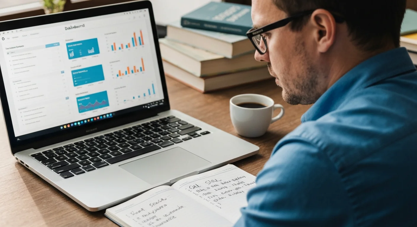 Teilnehmer erstellt ein Metabase-Dashboard mit KPIs am Laptop